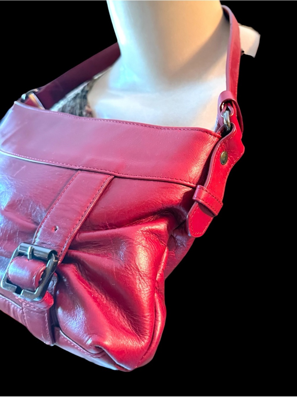 Whimsigoth Red Leather vampire y2k Shoulder Bag real leather purse. Romantic - Picture 2 of 6